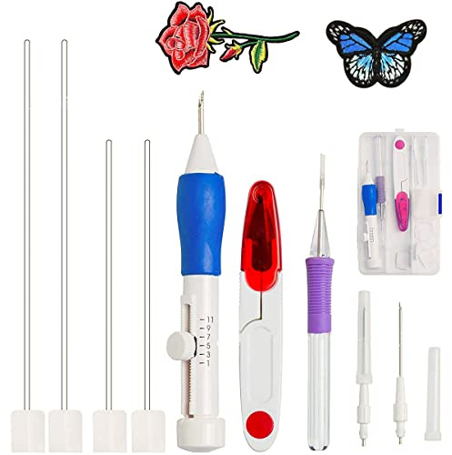 VOANZO DIY Magic Embroidery Pen Set Punch Needle Set Bastelwerkzeug für Stickfäden Stricken Nähwerkzeug