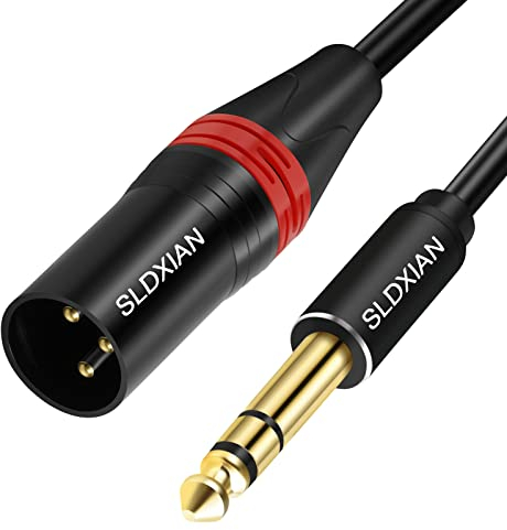 SLDXIAN Cable XLR Macho a Jack, Cable Jack 6,35 mm equilibrado a XLR Macho 3 pines para Micrófono, Altavoz, Amplificador, Guitarra, Escenario (Male, 1M)