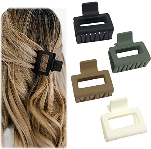 4 Stück Kleine Haarklammern Mädchen Damen für Dünnes und Dickes Haar,Französische Haarspange Mattiert Eckig,Rutschfest Haarklammer Haarspange Set für Frauen