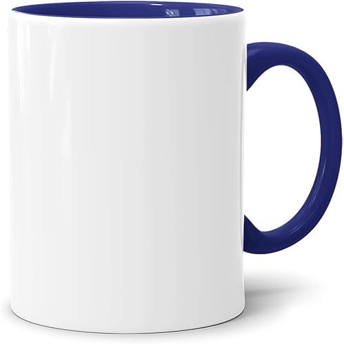 Acen Merchandise Tazze a sublimazione senza stampa di alta qualità, con paletta in ceramica o set | tazze a sublimazione con inchiostro (24 pezzi, interno e manico, blu scuro)