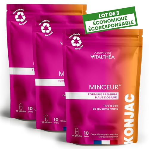 KONJAC x3 sachets | Actif 100% naturel | Effet Satiété, Ligne & Transit – à consommer dans le cadre d’un régime hypocalorique | Fabrication France
