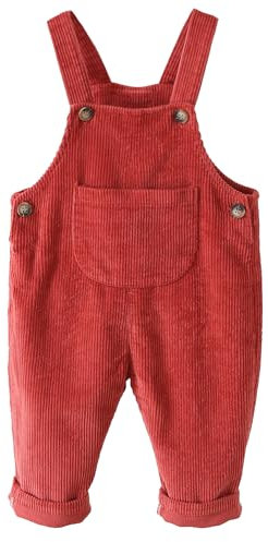 Salopette unisex in cotone per bambini salopette con bottoni a righe in velluto a coste colore solido con bottoni a pressione salopette neonato salopette in velluto a costeturosso 2-3 anni