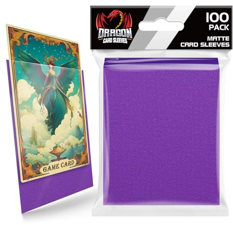 Homthy 100 Count Matte Card Sleeves for Trading Cards, Standard Size Protective Sleeves Deck Card Protectors Fit for Baseball Cards, Sports Cards, MTG, Yugioh Card Game Card Standard Cards (Purple)