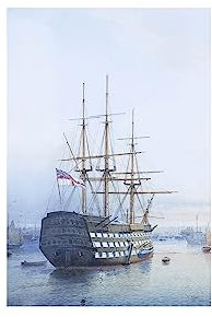 Old Modern Handicrafts H.M.S. Victory im Hafen von Portsmouth - Leinwanddruck des Originalgemäldes auf einem stabilen Holzrahmen montiert - 35,1 x 23,5 Zoll