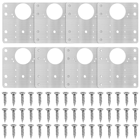 8 Stk Küchen Scharnier Reparaturplatte, Edelstahl Befestigungsplatte Reparaturset, Kleiderschränke Reparaturhalterung mit Schrauben, Schrankscharnier-klammern für Schrank Möbel Fenster (90 * 90mm)