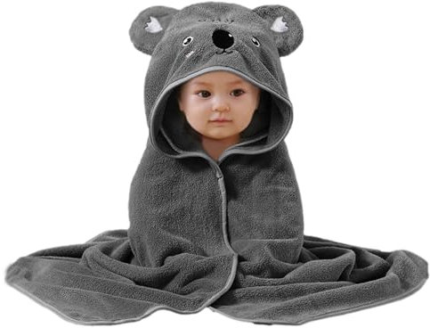 Fulenyi Baby Badetuch, niedliches Tier Baby Kapuzenhandtuch 80x80cm, Babyhandtuch mit Kapuze für Neugeborene, Weich & Super Saugfähig, Unisex