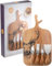 4 Piece Cheese Knife Set & Acacia Board - Stylish Cheese Knives Gift Set And Acacia Wood Board With Stag Design. Acacia Wood Knife Handles & Polished Stainless Steel Sharp Blades. 10 Year Guarantee.