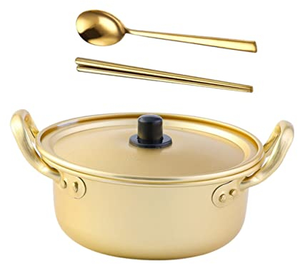 NAMOARLY 1 Set Instant Noodle Pot Copper Ramen Pot Ramen Cooker Sushi Dishes Pot for Kitchen Korea Noodle Pot Prep Bowl Pot of Gold Stew Pot Korean Pots for Cooking Non Stick Aluminum Japan