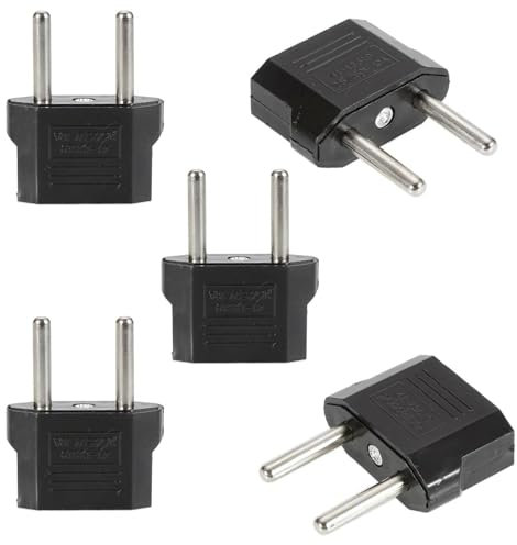 5Pcs Black Us To Euro Conversion Plug Adapter American European Travel Adapter Charger Conversion Adapter European Charging Adapter Charging Essentials Nice And Attractive International Adapters