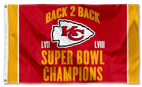 WinCraft Kansas City Chiefs 2024 Super Bowl Champions Flagge Outdoor Indoor 90 x 150 cm Banner