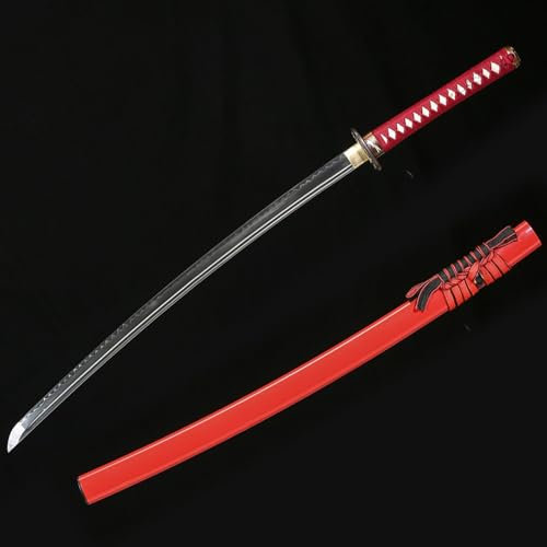 HIARAN 102 cm echtes Samurai-Schwert,T10-Klinge und Massivholz-Lackscheide,handgefertigtes Katana als Geschenk,Kampfkunst,Heimdekoration,Cosplay,Ausstellung,Sammeln,Kendo,Iaido