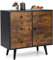 KOMFOTTEU Aparador de Cocina, Estilo Industrial, Armario Lateral con 3 cajones y 2 armarios para Puerta, Mueble de Almacenamiento, Estante Ajustable, para salón, Cocina, Comedor, 73 x 40 x 76,5 cm