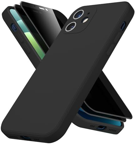 Amzpas Coque 3 en 1 pour iPhone 12/12 Pro, 2 pièces Anti-Espion Verre Trempé écran Protecteur, Confidentialité Protecteur, Coque en Silicone de Protection Antichoc pour iPhone 12/12 Pro