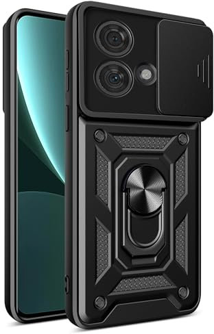 YSONCHAN Coque pour Motorola Edge 40 Neo, Housse Protection avec Antichoc Cover Objectif, Étui Bumper avec Anneau Magnétique et Support, Coque Robuste. Noir