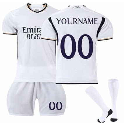 Generic Personalisierte R.Madrid Fußball Trikot, Customizable Trikot Mit Namen Kinder, Individuelles Fussball Trikot Shorts Socken Jungen Herren Benutzerdefiniertes