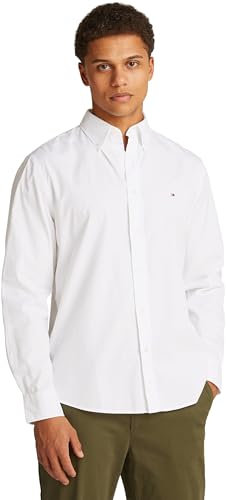 Tommy Hilfiger Men's CORE Flex POPLIN Solid RF Shirt MW0MW39988 L/S Shirt, White, XL