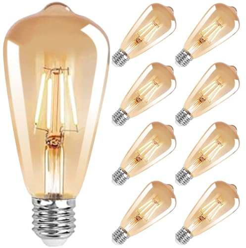 Dahanky 8Stück Edison Vintage Glühbirne, E27 4W LED Glühbirne Vintage Antike Glühbirne, LED Lampe Warmweiß 2700K 470LM Licht Beleuchtung für Nostalgie Haus Café Bar Restaurant