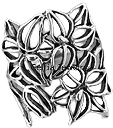 Solid 925 Sterling Silver Lily Flower Ring, Boho Ring, Amazing Ring, Classic Ring, Stylish Ring, Metaphysical Ring, Unique Early Christmas Gift, Bohemian Ring (US Ring size 6)