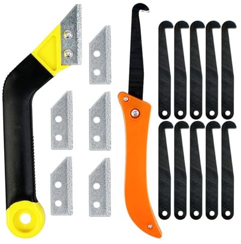 Pro Grout Removal Repair Tool Set - Long-handled Scraper, Angled Hand Saw, Grout Press Ball, Tapered Scraper and Rake for Tile Floor Cleaning and Repair (17pcs Regular Set)