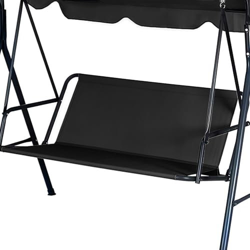 Hollywoodschaukel Auflage Ersatzteile Gartenschaukel Ersatzpolster Gartenstuhl Sitzbezug 900D Oxford Gewebe Wasserdicht Reißfest für 2&3 Sitzer Schaukelsitzbezug (Schwarz, 115 x 48 x 48 cm)