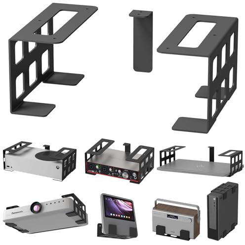 sciuU Supporto Universale da Sotto Scrivania/Soffitto/Parete - per Dispositivi Spessi <9cm - Acciaio Inox Staffa compatibile con Xbox Series S, PS5 Pro, Proiettore, Mini PC, TV Box, Router, Laptop