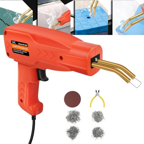 Stoßstangen - Reparatur Set 150W Plastic Welding Gun, 800PCS 4 Arten Klammern Hot Hefter Kunststoffschweißgerät mit Tragbarer Tragetasche für Flach/Außenecke/Innenecke/Wellenklammern