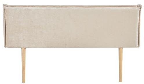 Kopfteil OVIO mit Holzbeinen 160 cm in Creme weiß – Gepolstertes Bettkopfteil aus hochwertigem Chenille Stoff, für Doppelbetten in eleganter Optik, Headboard