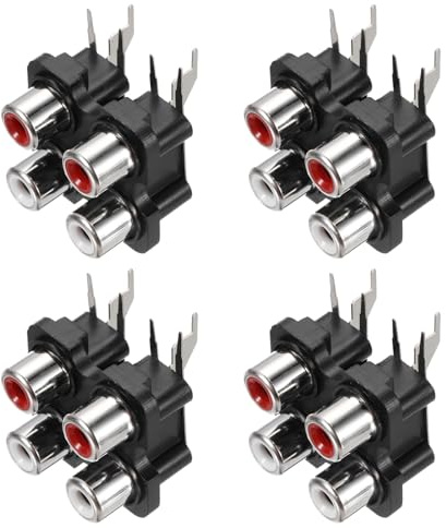 QUARKZMAN 4 Stück RCA Panel Mount AV Konzentrische Steckdose 4 Pin PCB - RCA Buchse Weiblich Jack Audio Video AV Steckverbinder 6 Pins Schwarz
