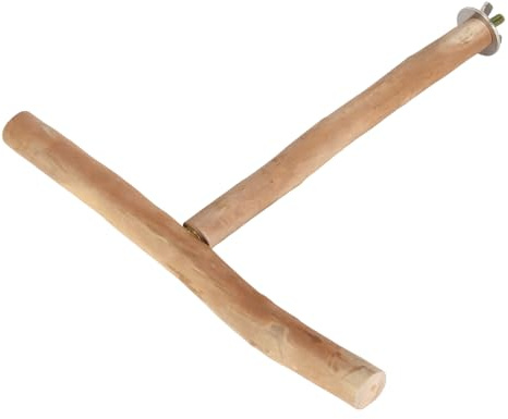 T Shaped Wood Bird Perch, Azalea Wood Parrot Stand for Bird Cage Fun Grinding, Chewing Exercising Relieve Boredom Wooden, Bird Toys Climbing Ladders, Easy to Install and Clean