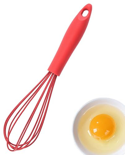 Frusta piccola in silicone – Frusta da cucina antiaderente resistente al calore, piccola frusta, strumento antiscivolo per cuocere, cucinare, salse, cucina domestica e campeggio.