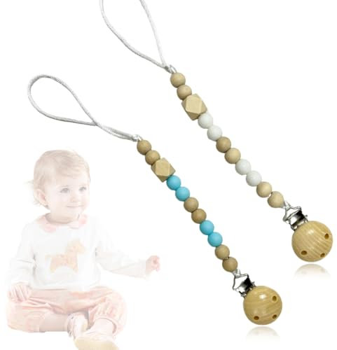 Schnullerkette Aus Silikon, Geeignet für Baby, Hält Schnuller Sauber, Weiche Flexible, Hohe Robustheit, Universelle Pacifier Holder Chain für Spielzeug(2pcs)
