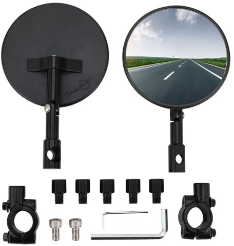 Motorrad Spiegel Aluminiumlegierung - Klappbarer Lenkerspiegel - Supermoto Spiegel Kompatibel mit Meisten Motorrädern - Für Lenkerdurchmesser 22 mm - 2 Stück
