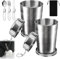 PORFOYO Tazza pieghevole in acciaio inox, 450 ml, 2 pezzi, pieghevole, in acciaio inox, con cucchiaio pieghevole, per esterni, telescopico, pieghevole, pieghevole
