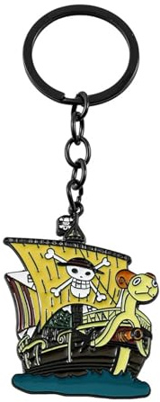 DYMSUP Anime One Piece Hat Keychain, Luffy Straw Hat Anime Keychains One Piece Merch Accessories for Fans, Going Merry, Medium