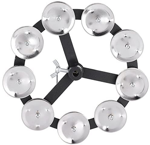 Mtlavishness Drum-Becken, Hihat, montierbares Percussion-Zubehör mit 9 Metall-Jingles, ABS-Tamburin-Effekt zum Trommelspielen, Schwarz