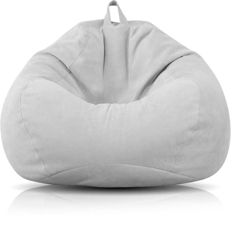 RANJIMA Sitzsackbezug XL 100×120cm, Leinen-Baumwolle Ersatzbezug | Natürliche Leinenoptik, maschinenwaschbar, abnehmbarer Reißverschluss, sanfter Hellgrau für helle Wohnkonzepte