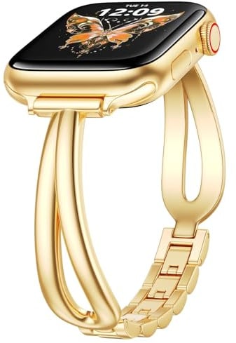 VISOOM Metall Armband für Apple Watch 38mm 40mm 41mm 42mm 44mm 45mm 46mm | Slim Dünn Metallarmband Damen, Elegant Schmuck Armbänder für iWatch SE Series 11 10 9 8 7 6 5 4 3 2 1