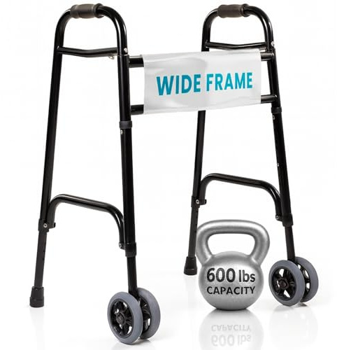 Vive Mobility Bariatric Walker for Seniors - Front 2 Wheel Walker for Men