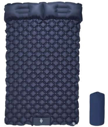 Materasso da campeggio per 2 persone, 180 x 120 x 14 cm, pieghevole, ultraleggero, tappetino da campeggio esteso e spesso, pneumatico con pompa ad aria a pedale, ideale per tenda da trekking spiaggia