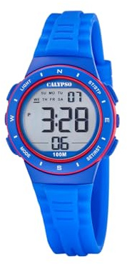 Calypso Uhr Digital Kinder Junge und Mädchen aus Kautschuk Blau | Sportuhr, Widerstandsfähiges Glas, Wasserdicht 10 ATM K5885/2
