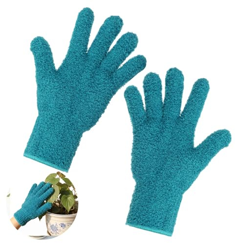 Nogeqi 1 Pair Microfiber Gloves for Plants, Reusable Dusting Gloves | Washable Microfiber Dusting Mitt, For Plants Cars House Furniture Blinds Kitchen Small Objects Cleaning, Royal Blue