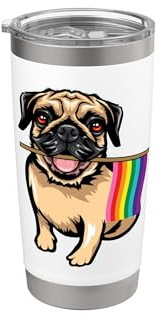 Lustiger LGBTQIA+ Stolzer Welpe Pride Hund Regenbogen Pride Männer Frauen Doppelwandiger Edelstahl-Thermobecher