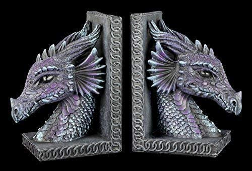 Drachen Buchstützen Set lila - Figuren Gothic Deko