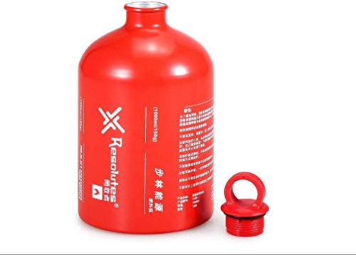 Sanmum Aluminium Alloy Liquid Fuel Oil Bottle Emergency Gas Fuel Can Petrol Kerosene Storage for Motorcycle Outdoor Camping Picnic Barbecue(1000ml Red)