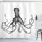 ABAKUHAUS Tintenfisch Duschvorhang, Aquatische Tierskizze, mit 12 Ringe Set Stielvoll Modern, 175x200 cm, Weiß Koksgraue
