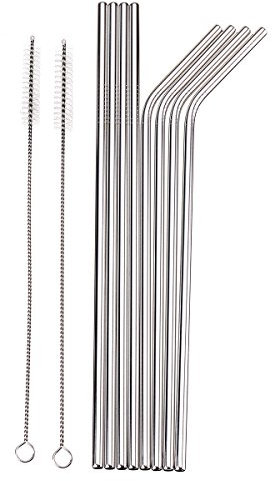 SGerste 10.5 Inch Stainless Steel Straws Set Reusable Straw for 30 Oz Yeti Tumbler Drinking Straws Brush