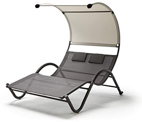 KG KITGARDEN - Tumbona Jardín de Dos Plazas Exterior, 182x133x197cm, Orio, Gris