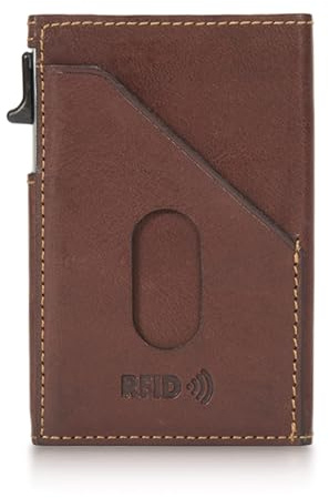 Tony Perotti Geldbörse aus italienischem Leder für Herren – RFID-Geldbörse für Herren, schlankes Design mit Schnellzugriff-Pop-Up-Kartenschieber – umweltfreundlich, pflanzlich gegerbtes