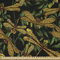 ABAKUHAUS Libelle Stoff als Meterware, Grüne Blätter künstlerisch, Seidiger Satin Stoff Zum benähen von Heimtextilien, 2M (148x200cm), Schwarz Gelb