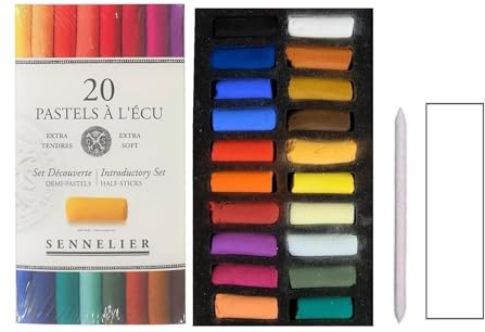 Sennelier ensemble de Pastel secs 20 demi-pastels tendresà l'écu Pastel Extra Fins ET ESTOMP